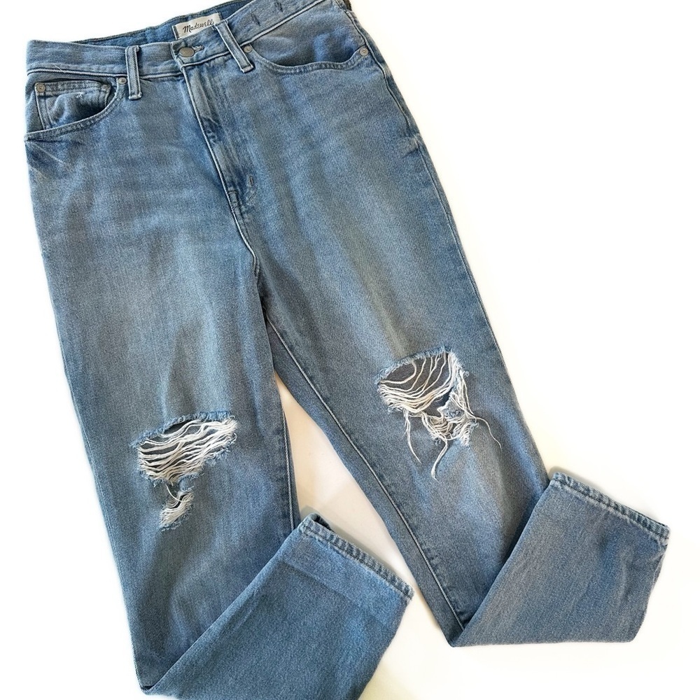 Madewell Jeans Womens Size 27 Mom Straight Leg High Rise Distressed - Picture 2 of 7